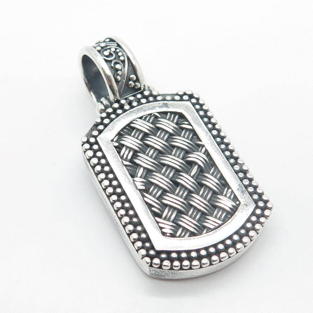 925 Sterling Silver Vintage Suarti Bali Woven Beaded Pendant - Picture 4 of 8